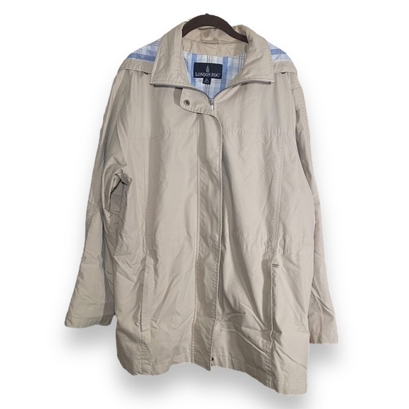 London Fog Women’s Size XL Khaki Coat Removable Hood Drawstring Waist - Picture 8 of 11